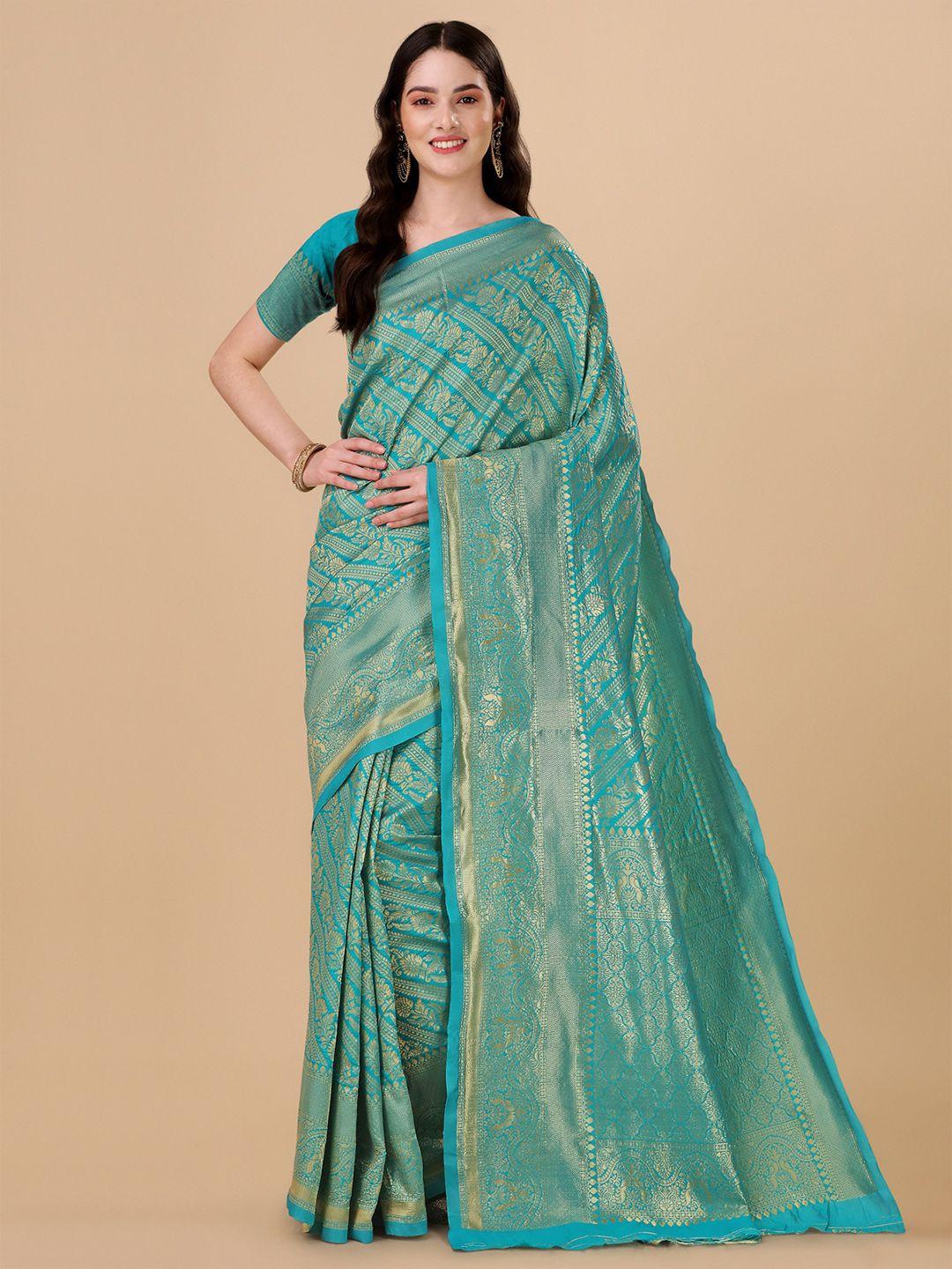 jinax floral woven design zari pure silk leheriya saree