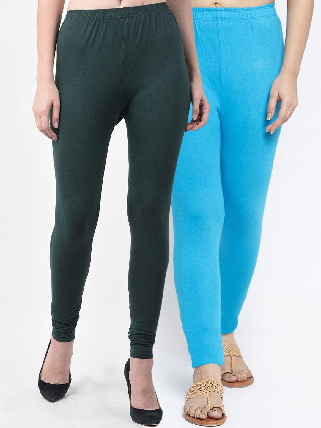 jinfo women pack of 2 solid churidar-length leggings
