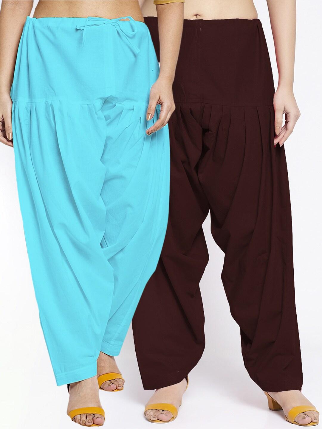 jinfo women pack of 2 solid pure cotton loose fit salwar