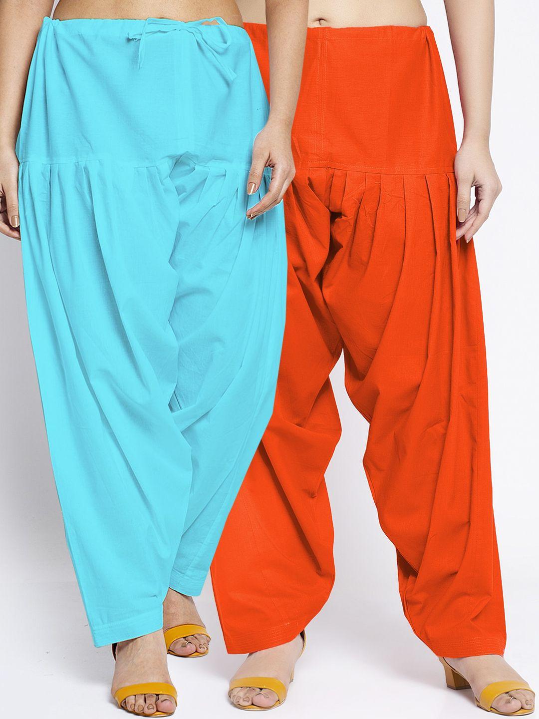 jinfo women pack of 2 solid pure cotton loose fit salwars