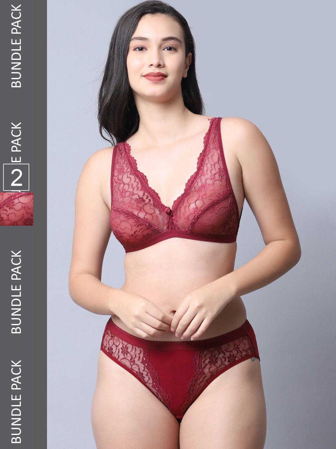 jinfo pack of 2 self design lingerie set lst02-14-14-34