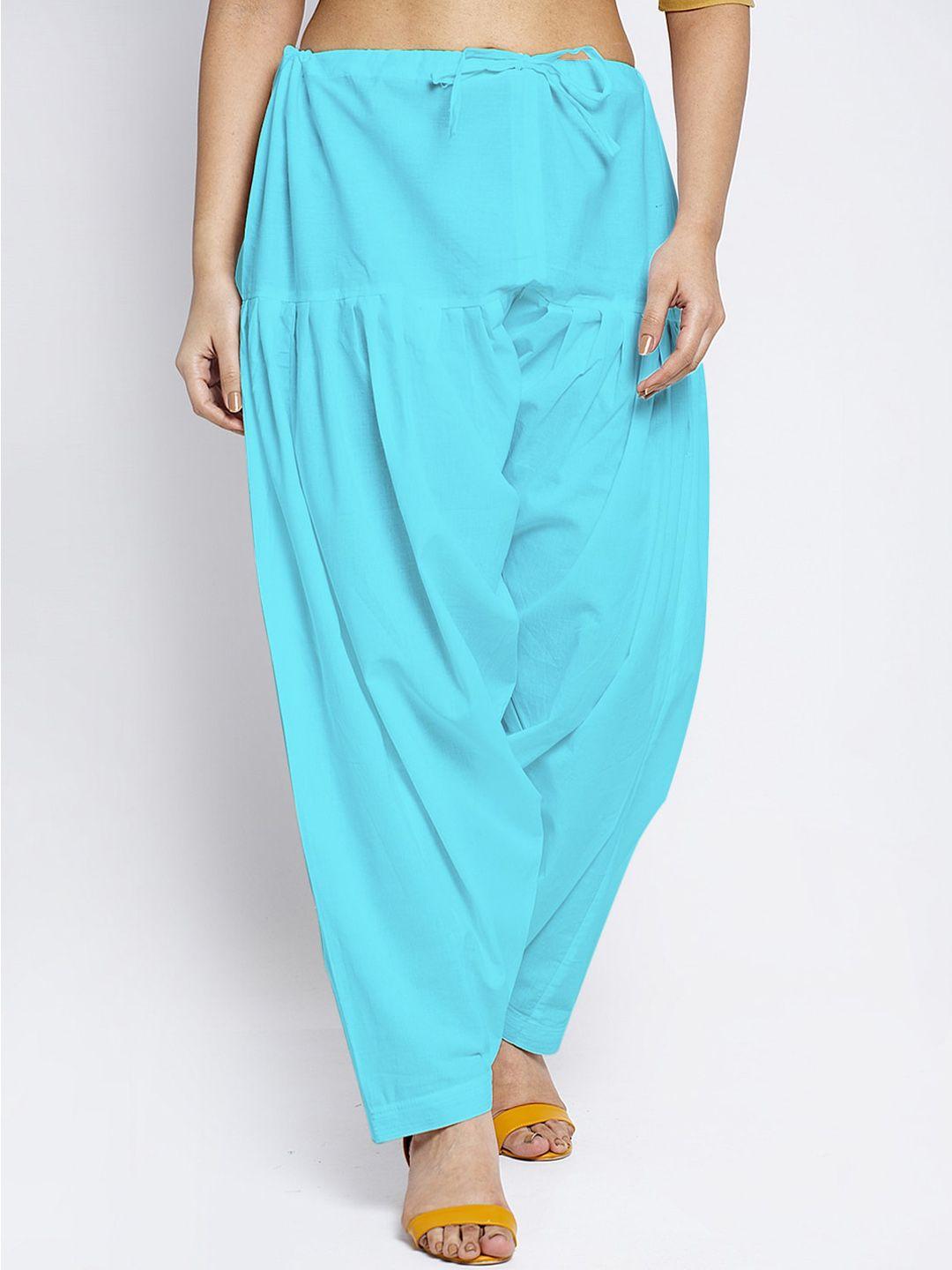 jinfo women blue solid pure cotton loose fit salwar