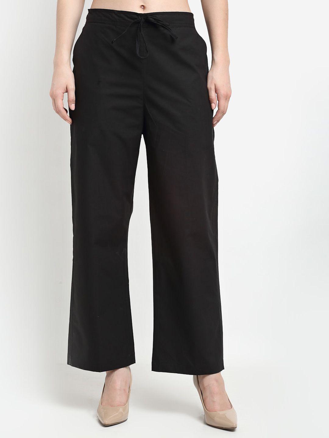 jinfo women cotton mid-rise parallel trousers