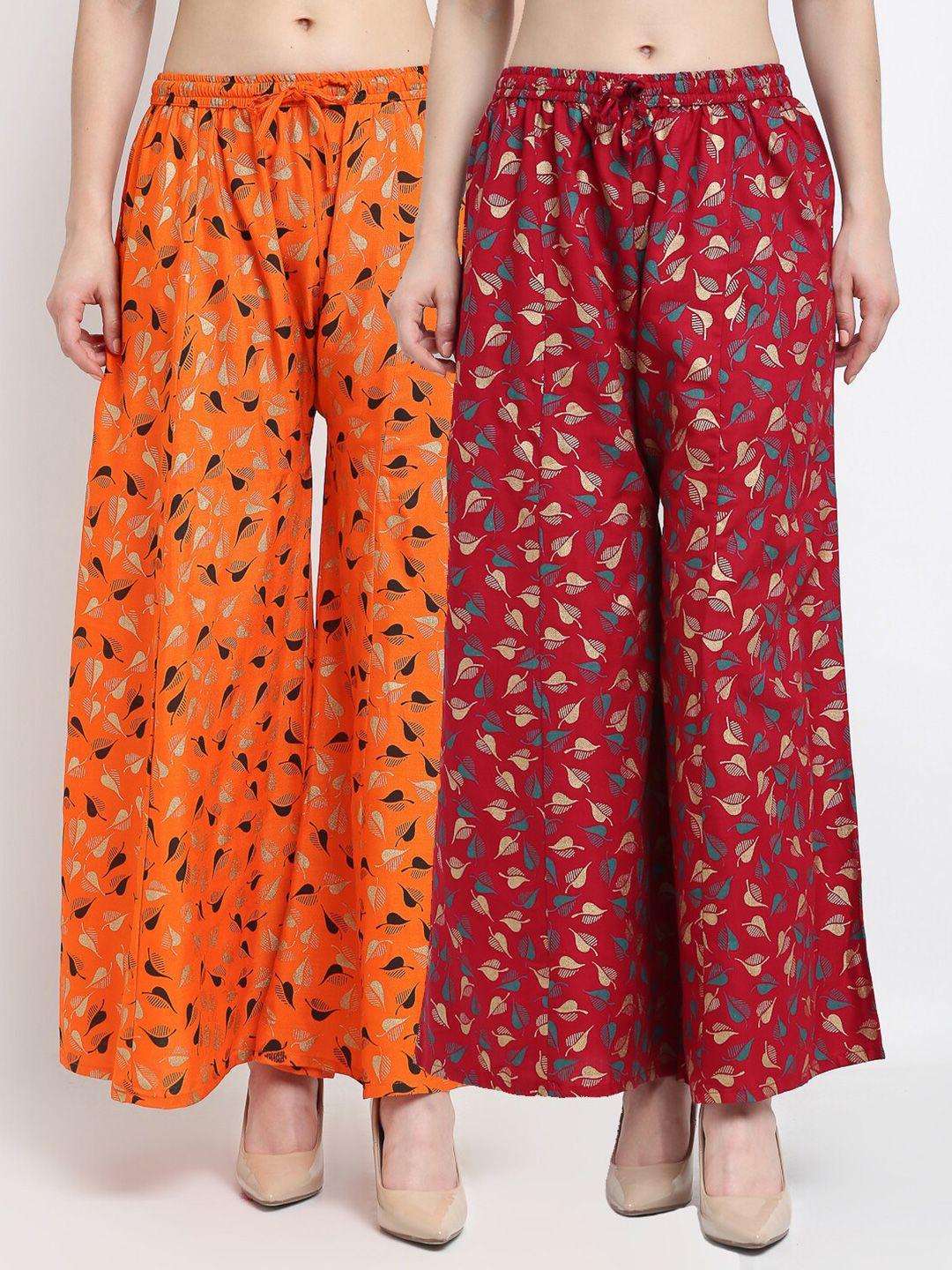 jinfo women pack of 2 floral printed ethnic palazzos