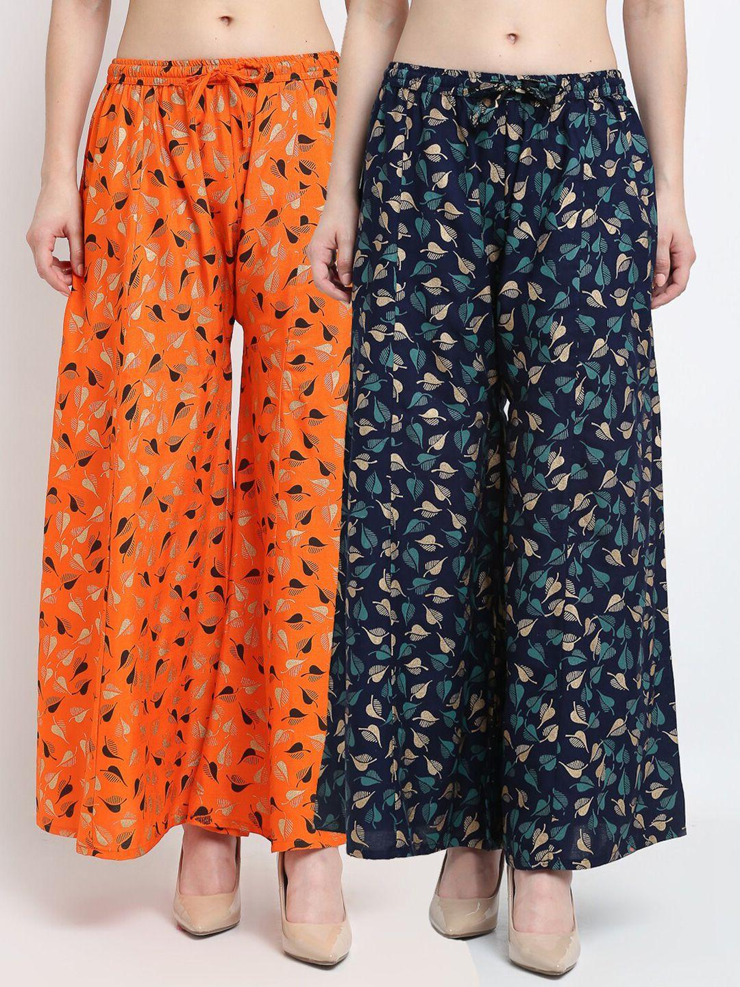 jinfo women pack of 2 floral printed ethnic palazzos