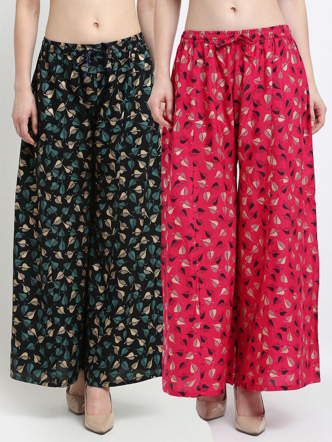 jinfo women pack of 2 floral printed ethnic palazzos