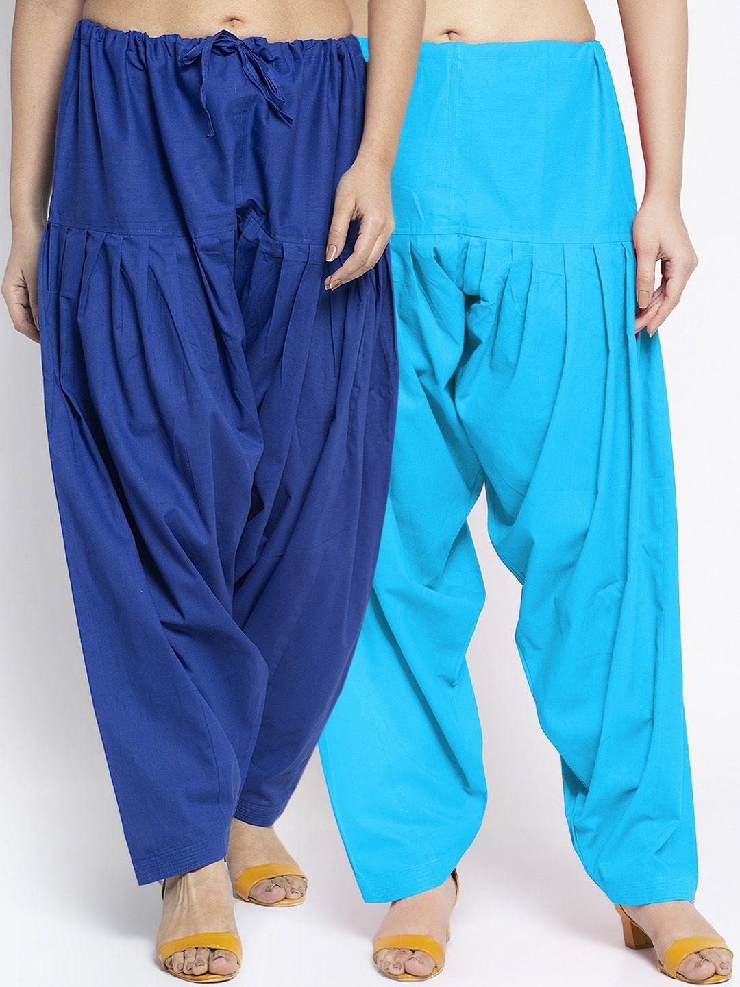 jinfo women pack of 2 solid pure cotton loose fit salwars