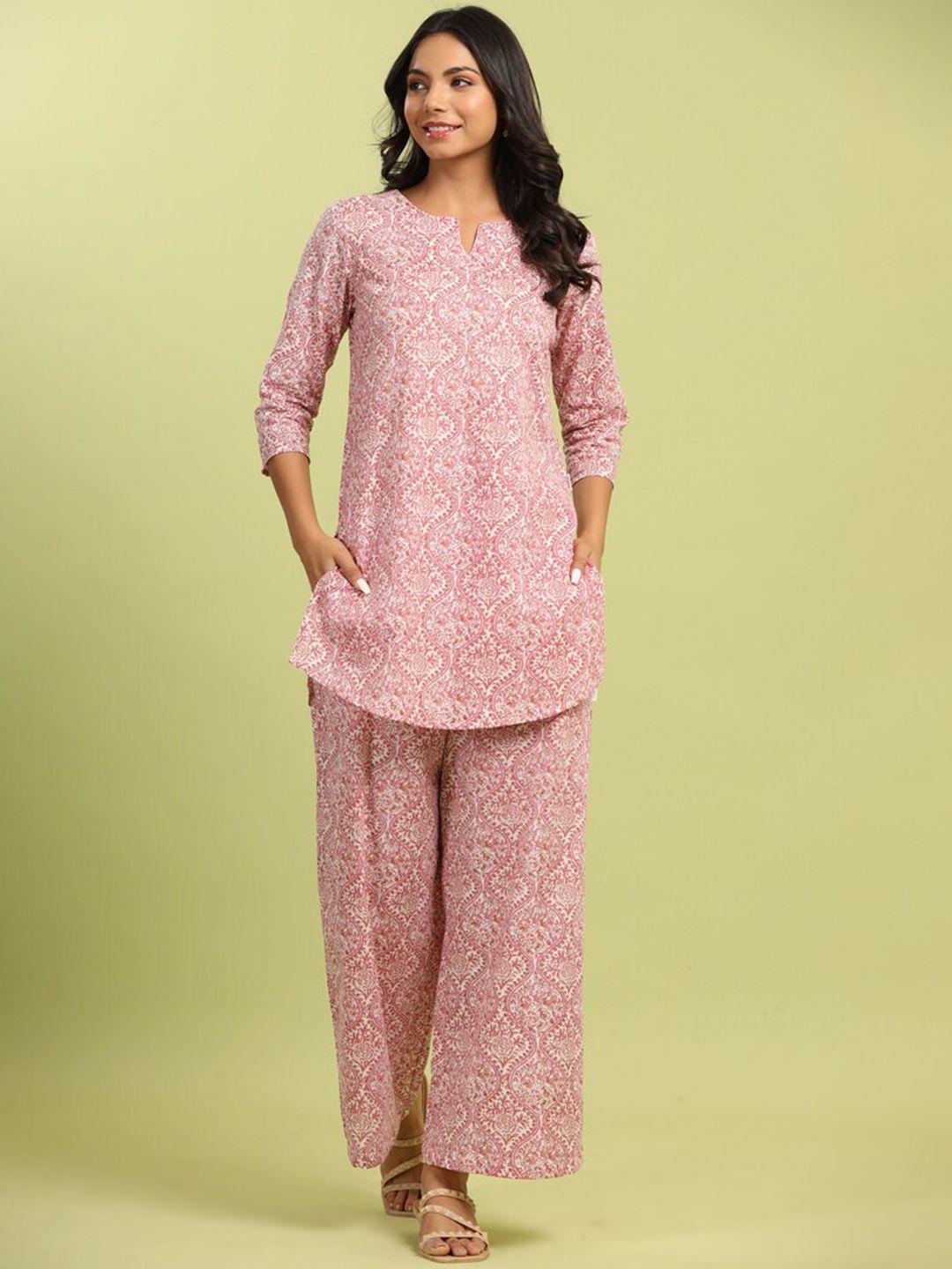 jisora women floral printed pure cotton night suit