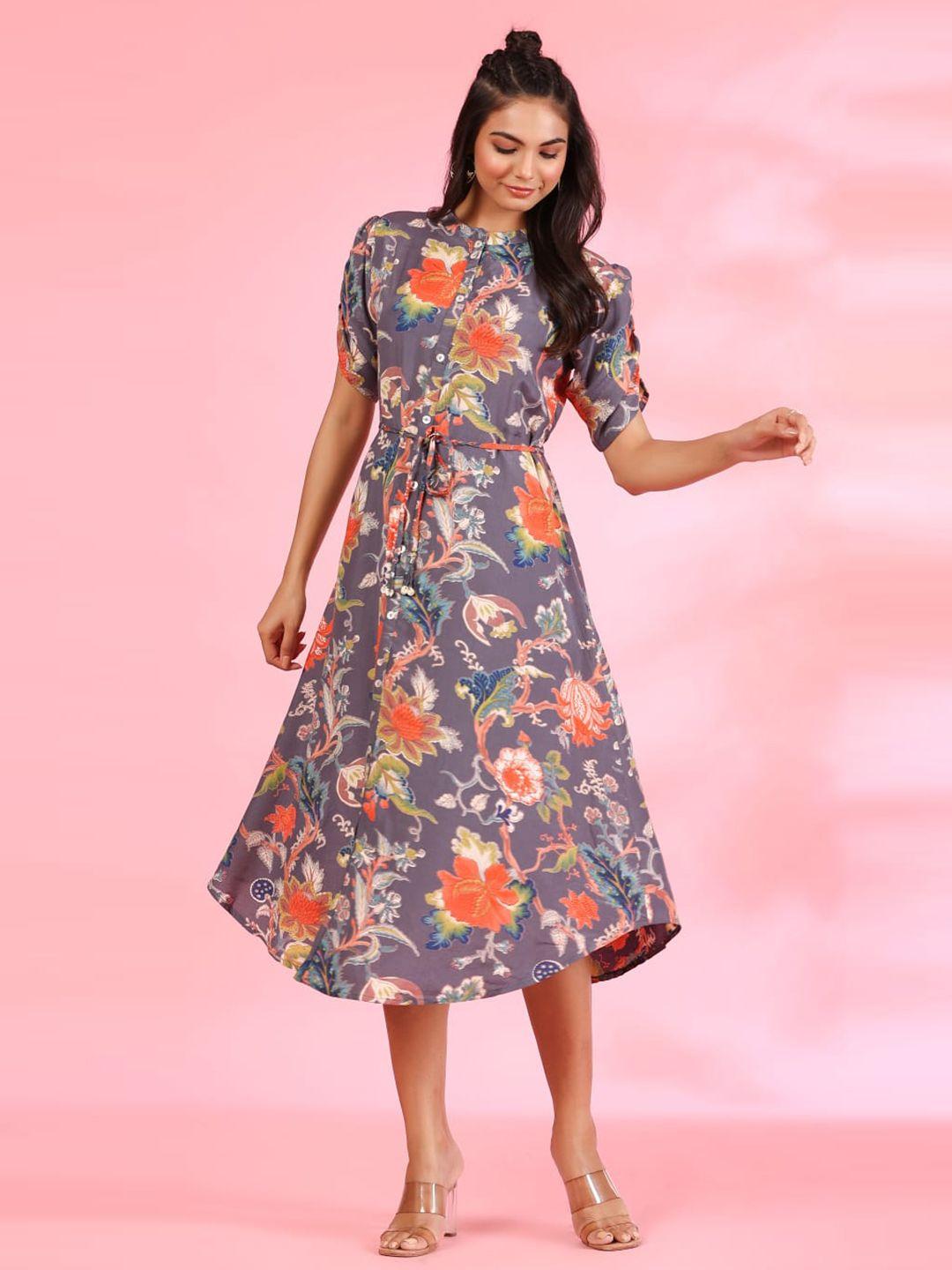 jisora multicoloured floral midi dress