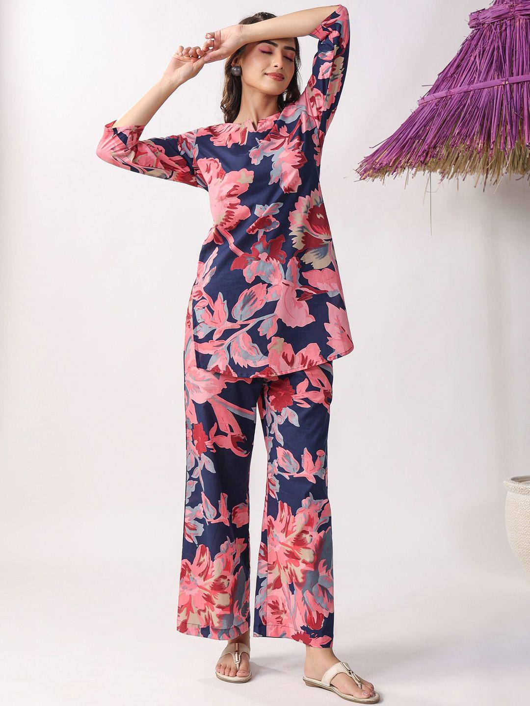 jisora printed pure cotton tunic & trousers