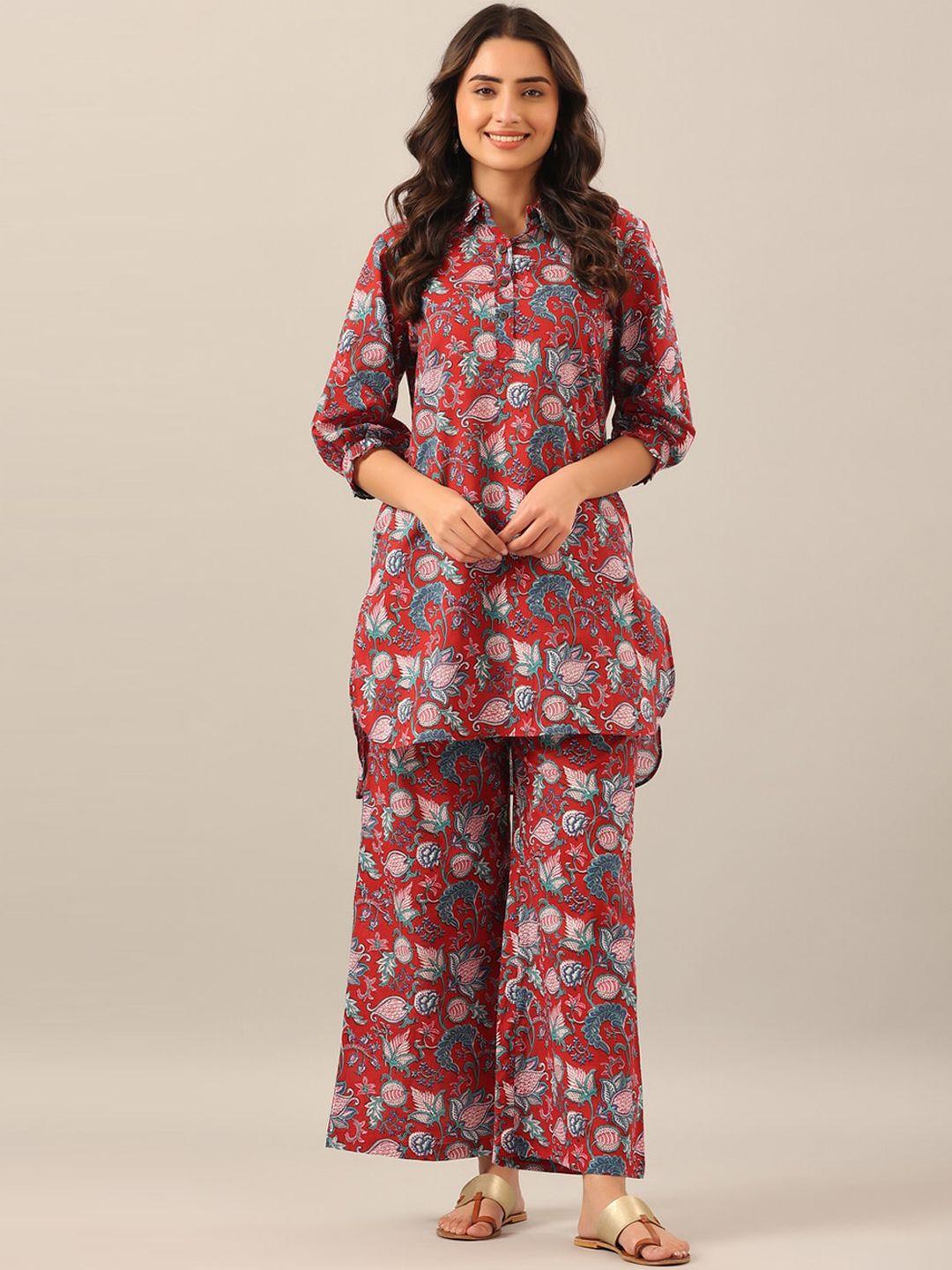 jisora women floral printed pure cotton night suit