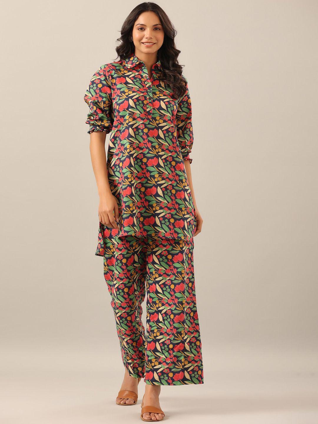 jisora women floral printed pure cotton night suit