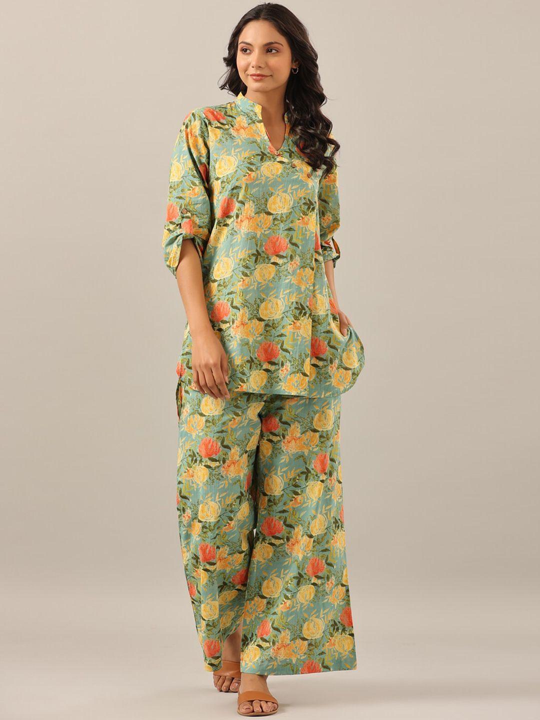 jisora women floral printed pure cotton night suit