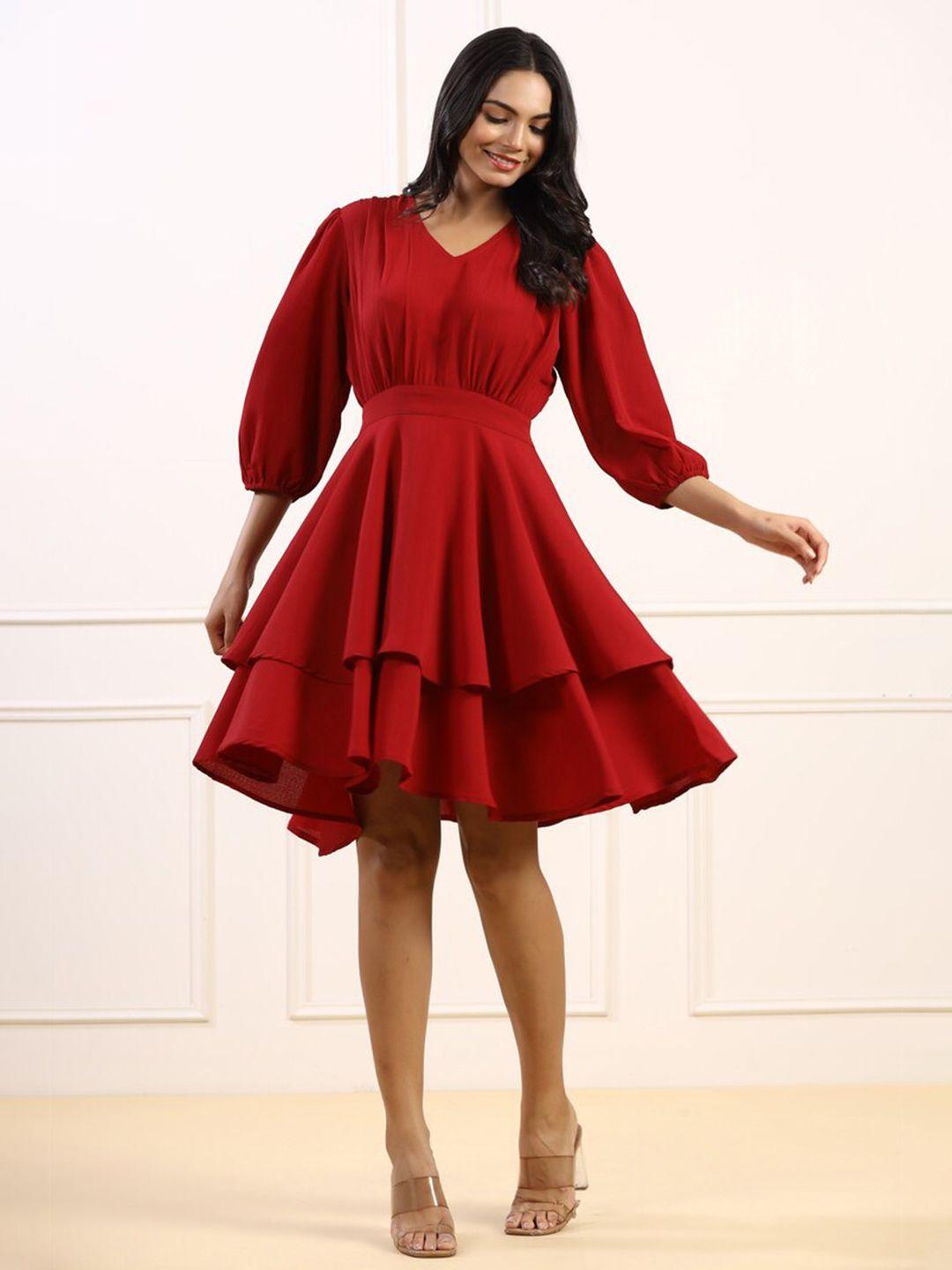 jisora women maroon solid dress