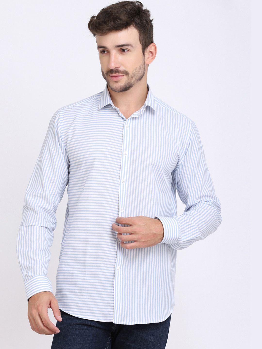 jjaagg t men blue & white classic striped casual shirt