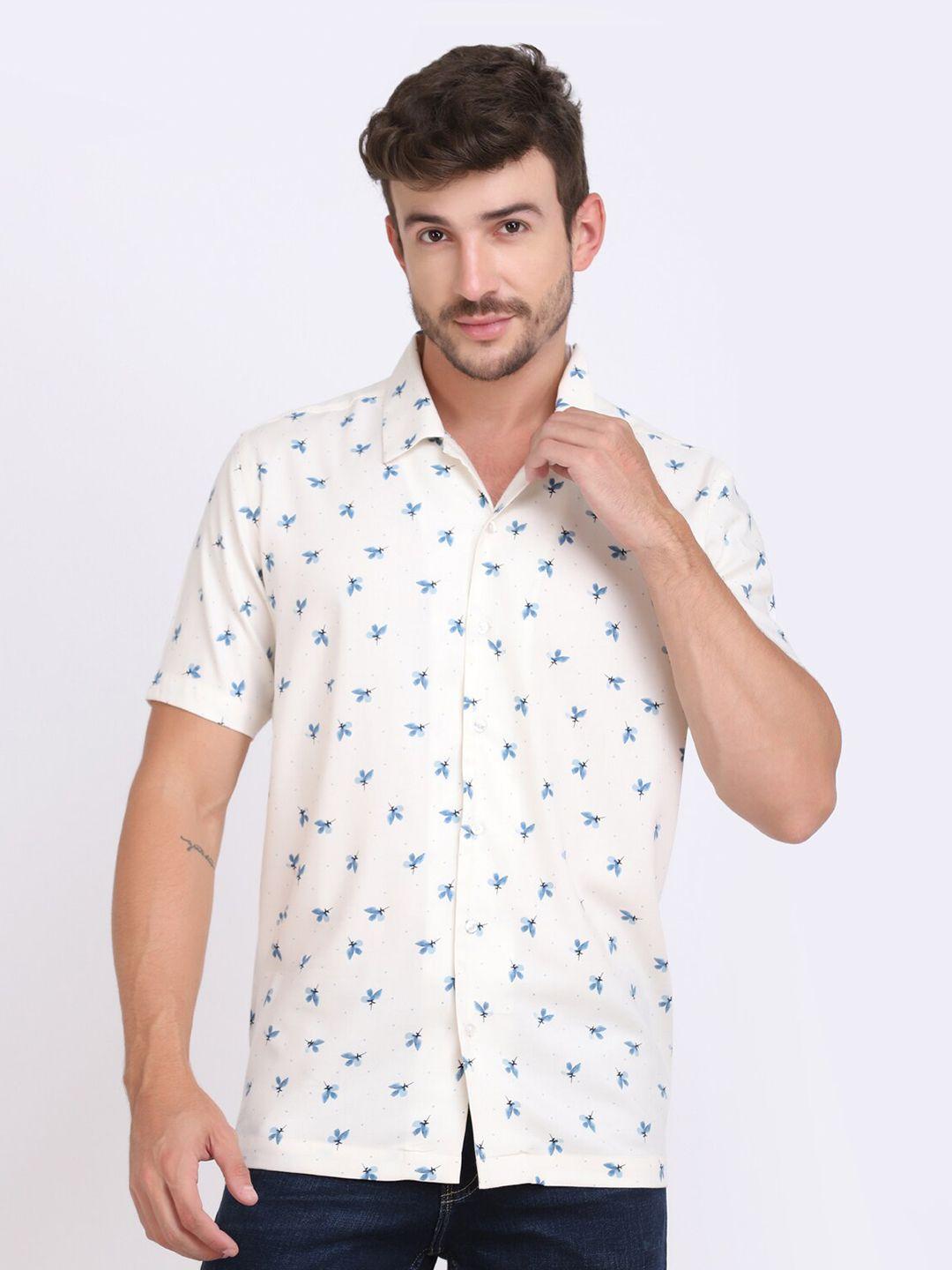 jjaagg t men floral printed twill weave casual shirt