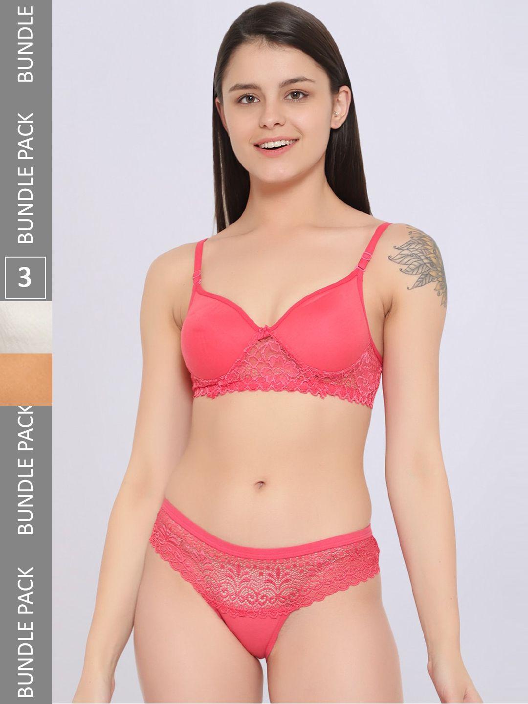 jjaagg t pack of 3 self-design lingerie set  jag-wl-110-2130s