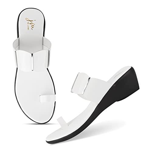 jm looks casual block heel fashion sandal for women and college girls, white, size_8