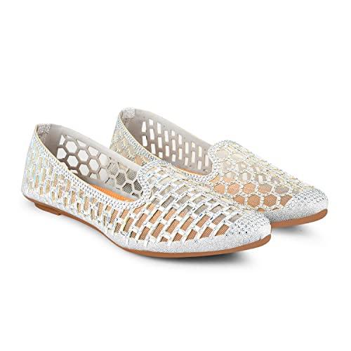 jm looks embellished pointed toe ballerinas: stylish flats for every occasion silver