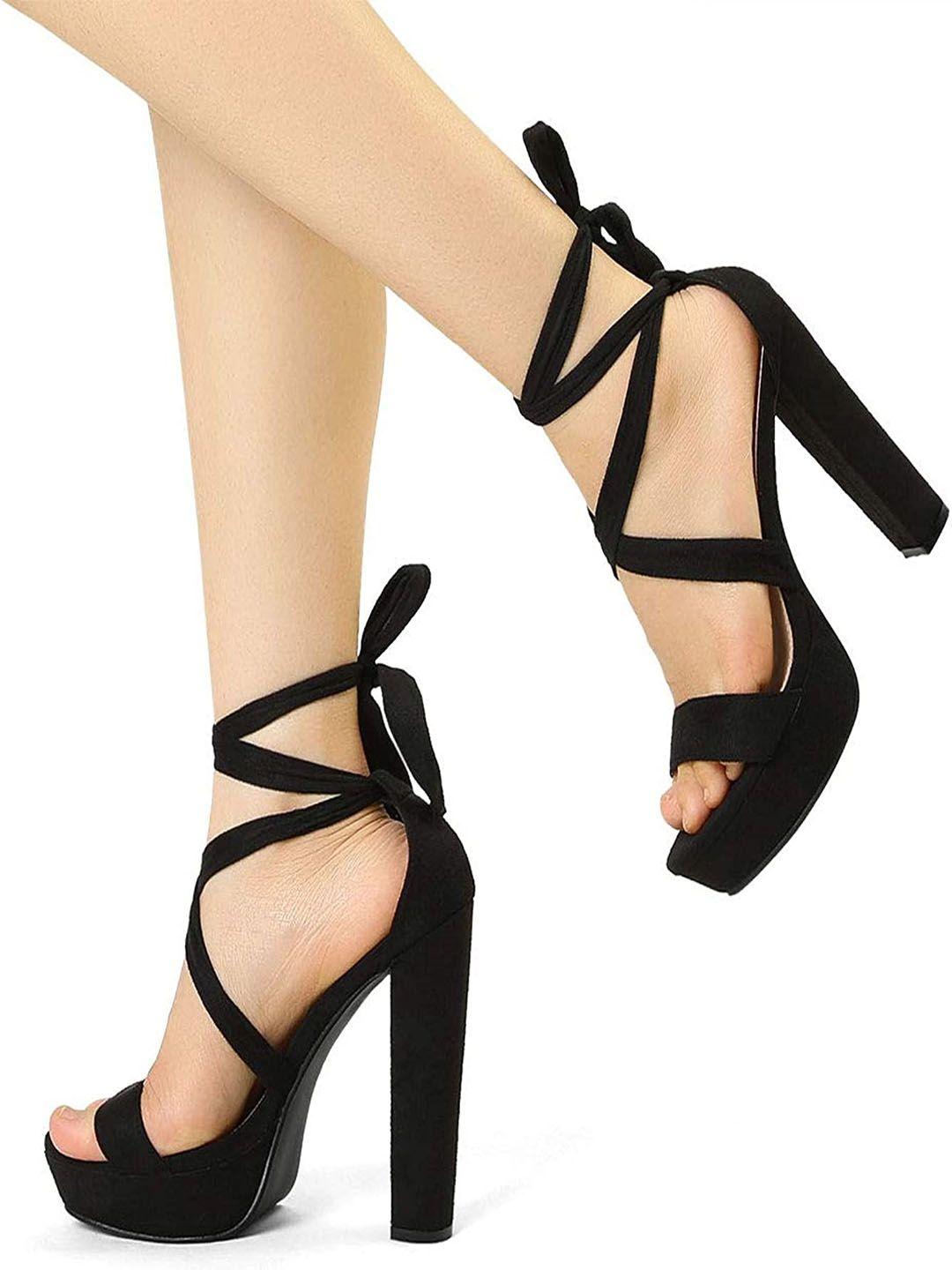 jm looks open toe lace-up platform heels