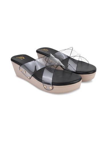 jm looks style with double transparent strap wedge sandals fashionably trendy and comfortable for women and girls