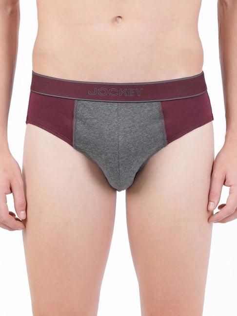 jockey 1011 grey & wine super combed cotton briefs with stay fresh properties