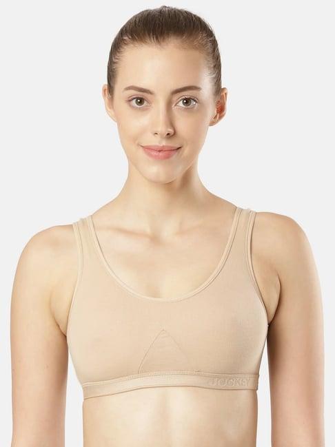 jockey 1376 light skin wirefree non padded full coverage slip-on sports bra with wider straps