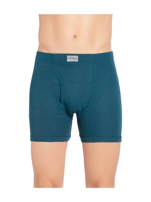 jockey 8008 teal green combed cotton boxer briefs with ultrasoft concealed waistband - pack of 2