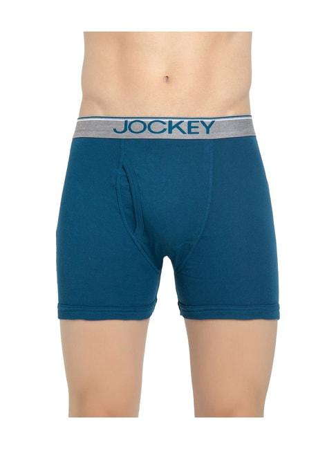 jockey 8009 dark teal super combed cotton rib boxer briefs with ultrasoft waistband - pack of 2
