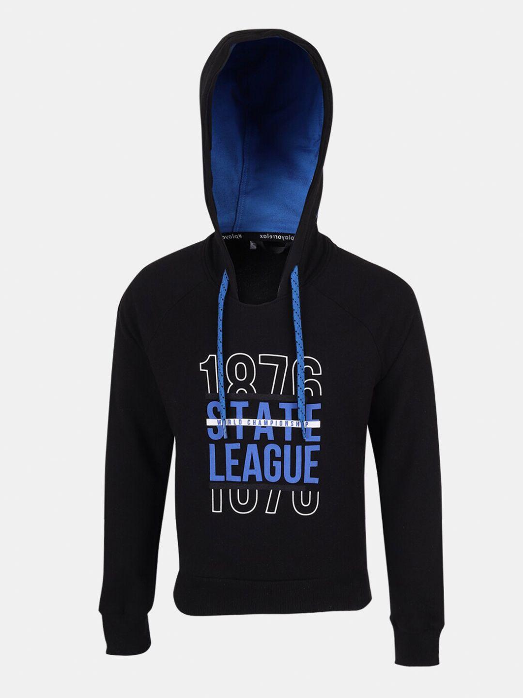 jockey boys black & blue printed hooded sweatshirt