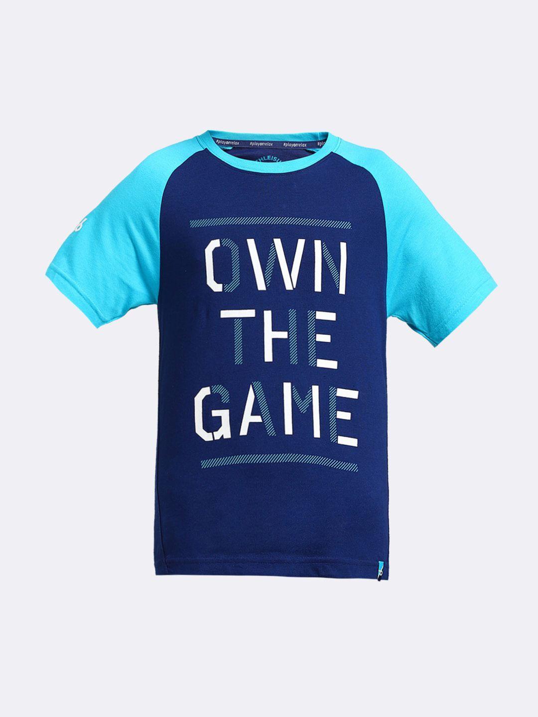 jockey boys blue typography printed cotton t-shirt