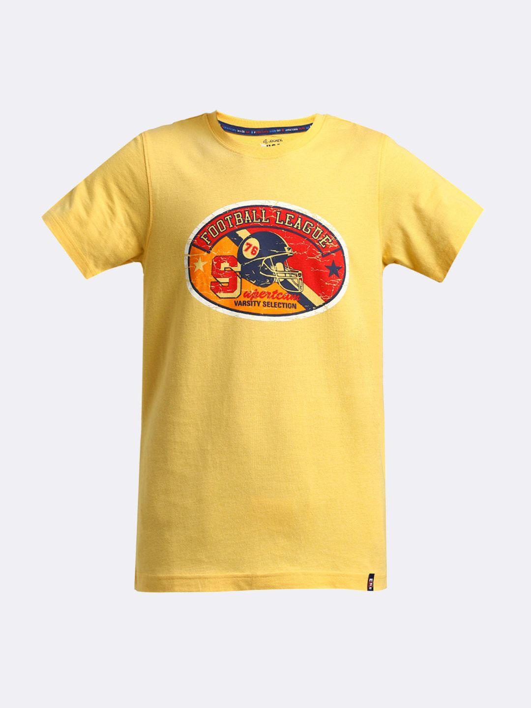 jockey boys yellow graphic printed regular fit t-shirt