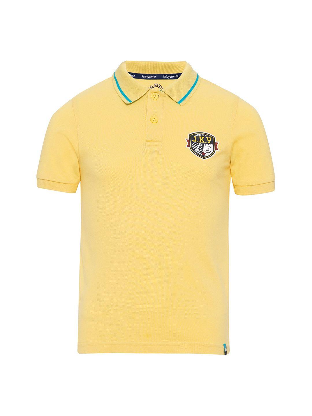 jockey boys yellow solid polo collar pure cotton t-shirt
