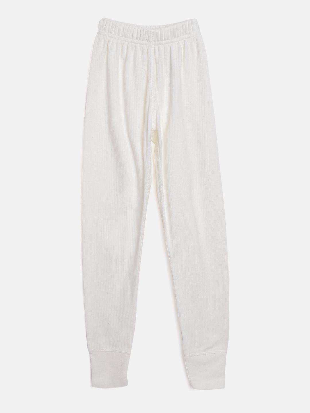 jockey kids off-white combed cotton solid thermal bottoms