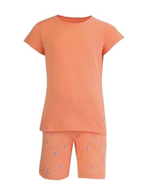 jockey kids orange cotton printed top set