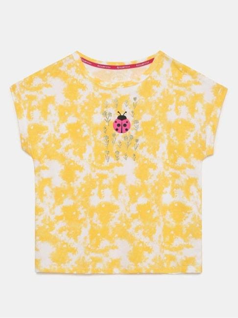 jockey kids spectra yellow cotton printed t-shirt