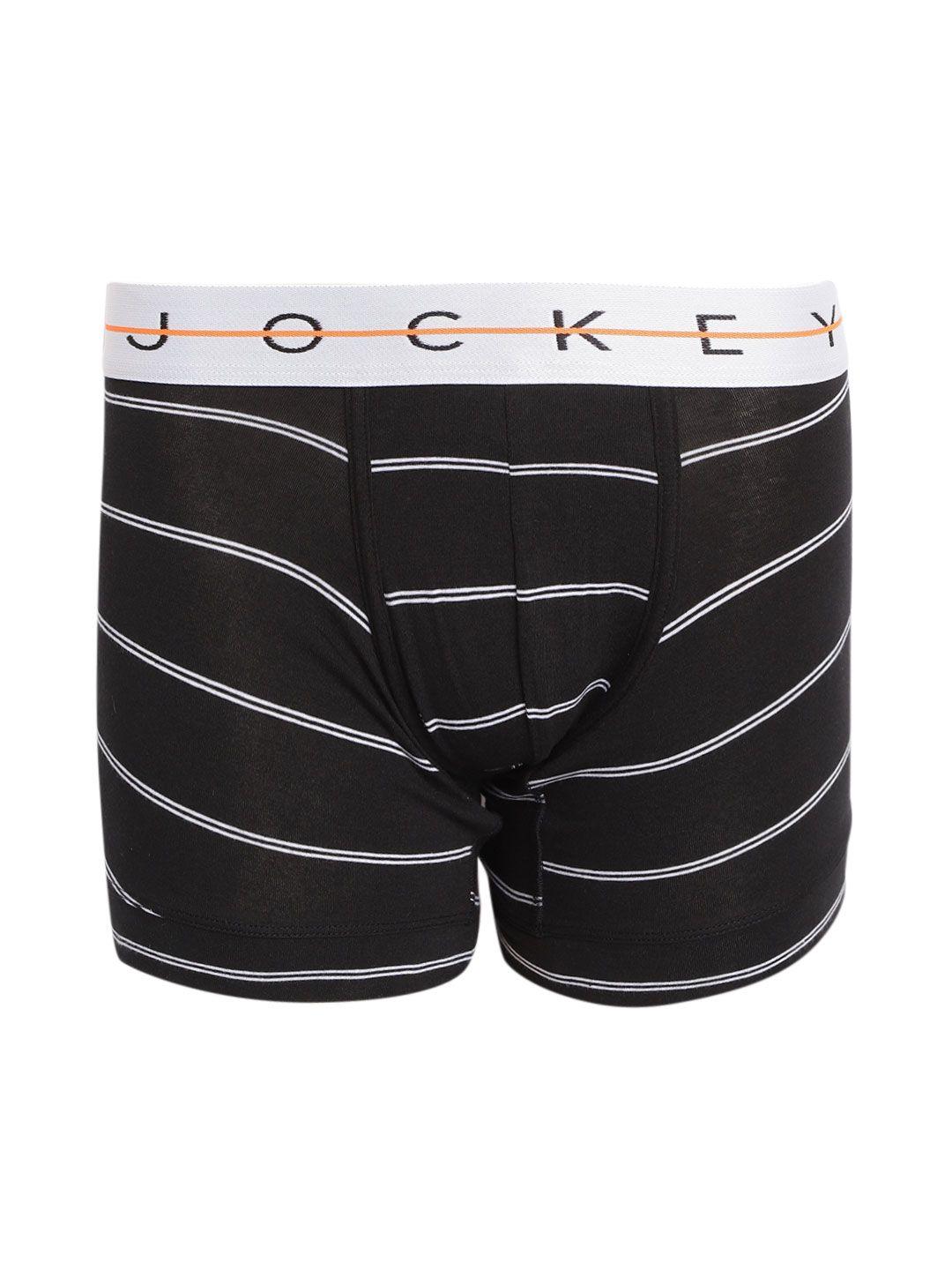 jockey men black & white striped pure cotton trunk ny02-0105-whblo