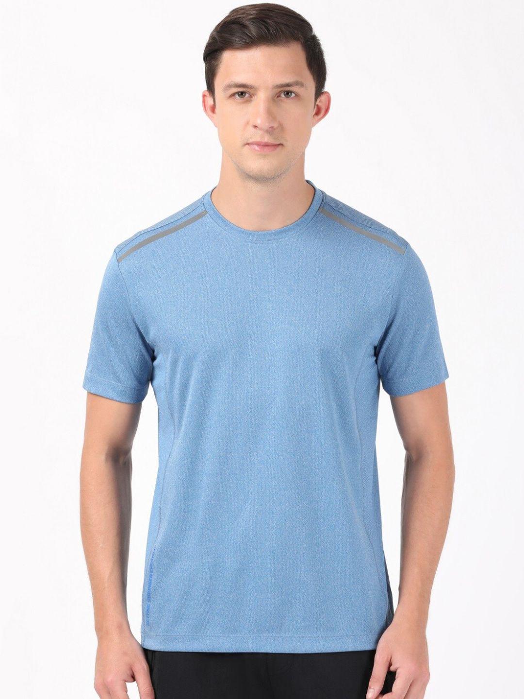 jockey men blue solid t-shirt
