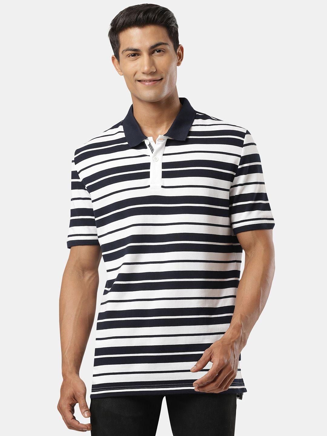jockey men cotton striped polo collar t-shirt