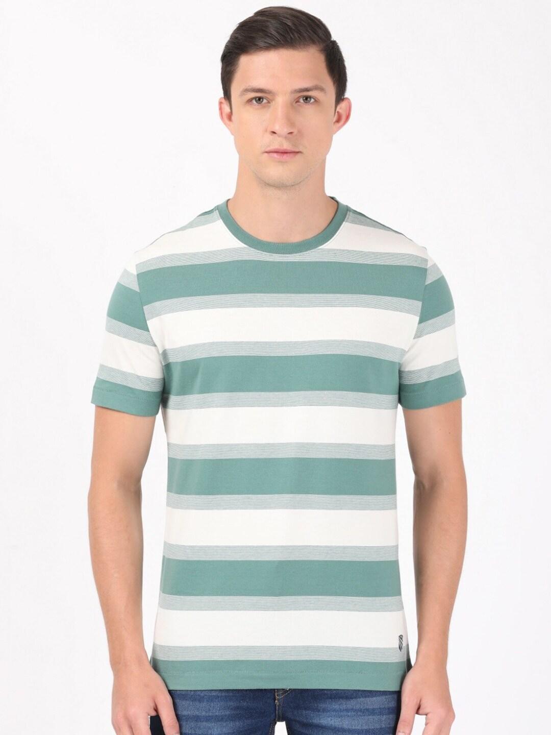 jockey men green & aquifer striped t-shirt