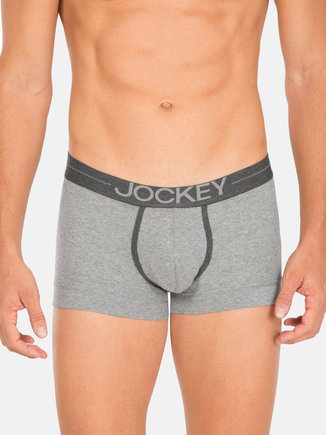 jockey men grey melange solid trunks 8015-0105