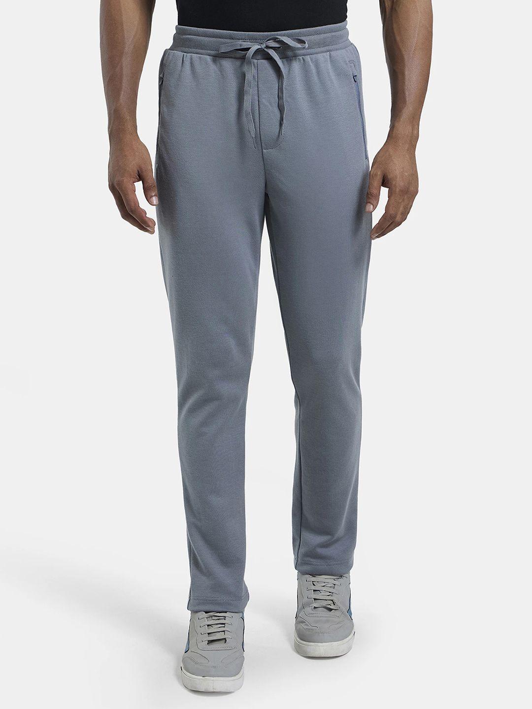 jockey men grey solid slim-fit cotton track pants