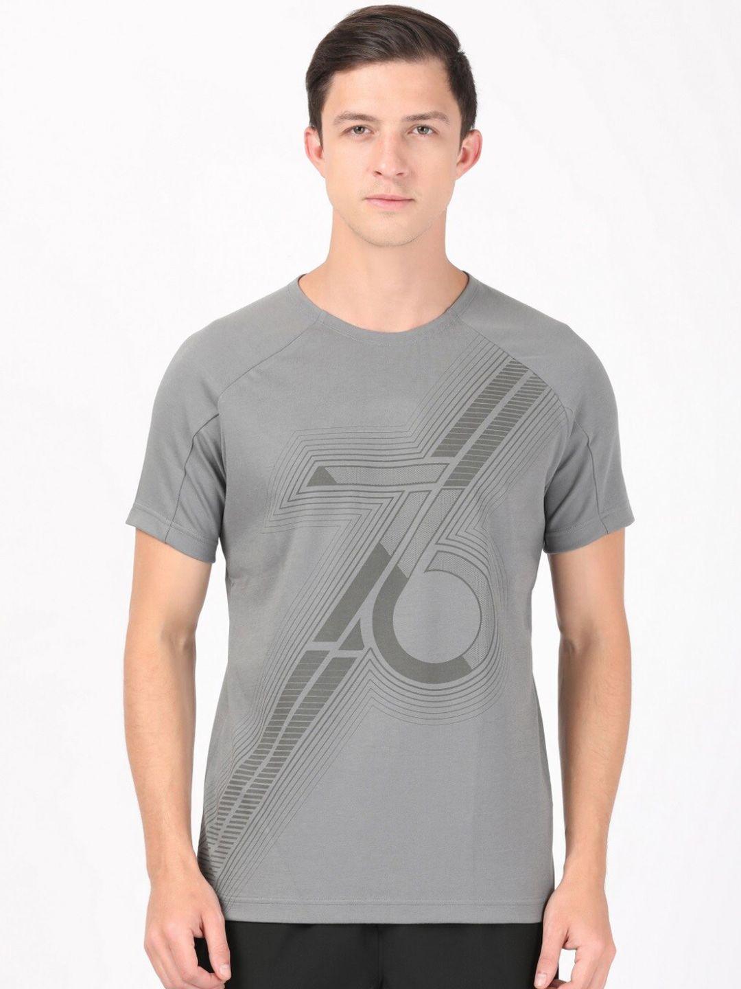 jockey men grey typography printed t-shirt