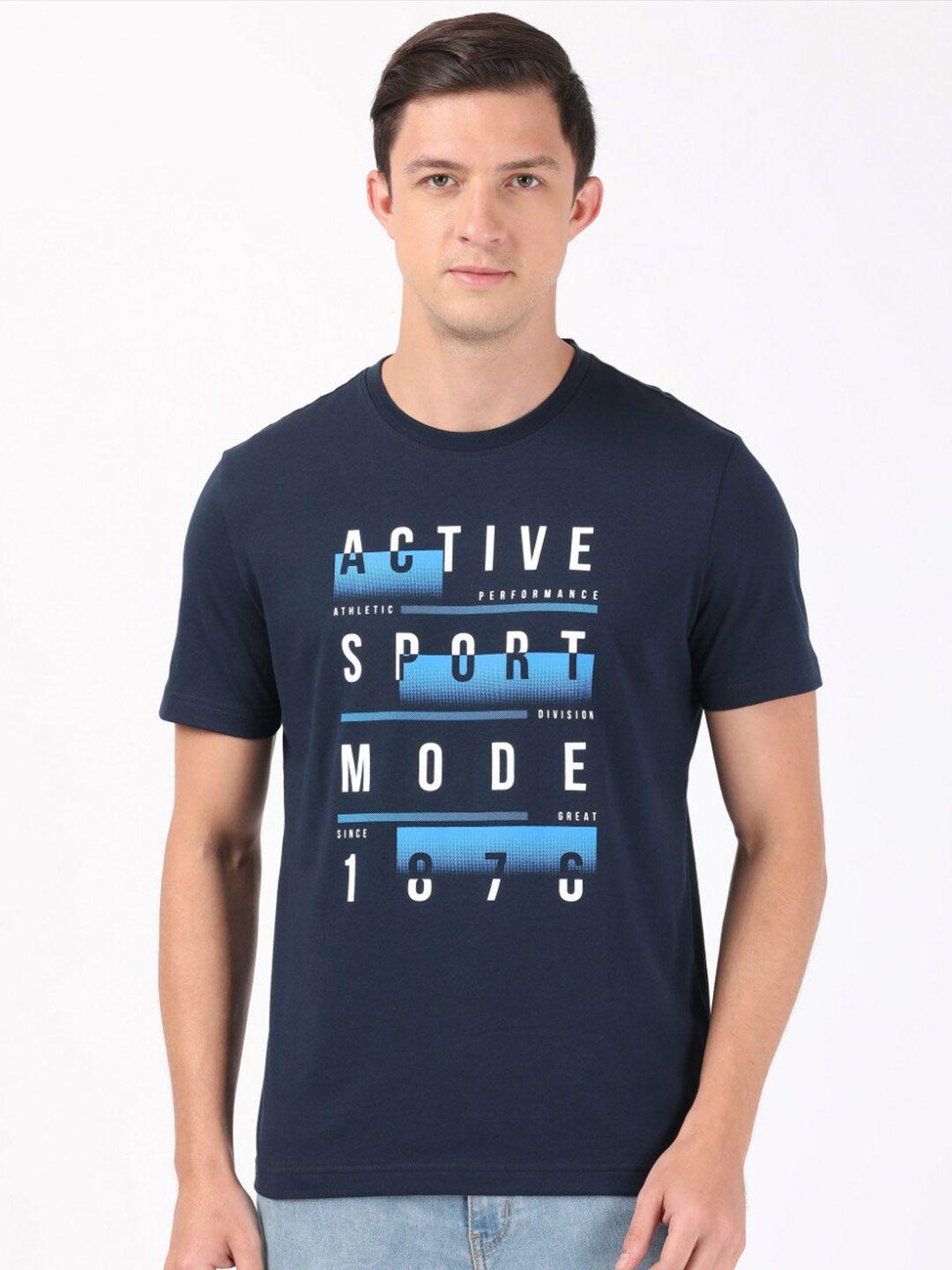jockey men navy blue typography printed t-shirt