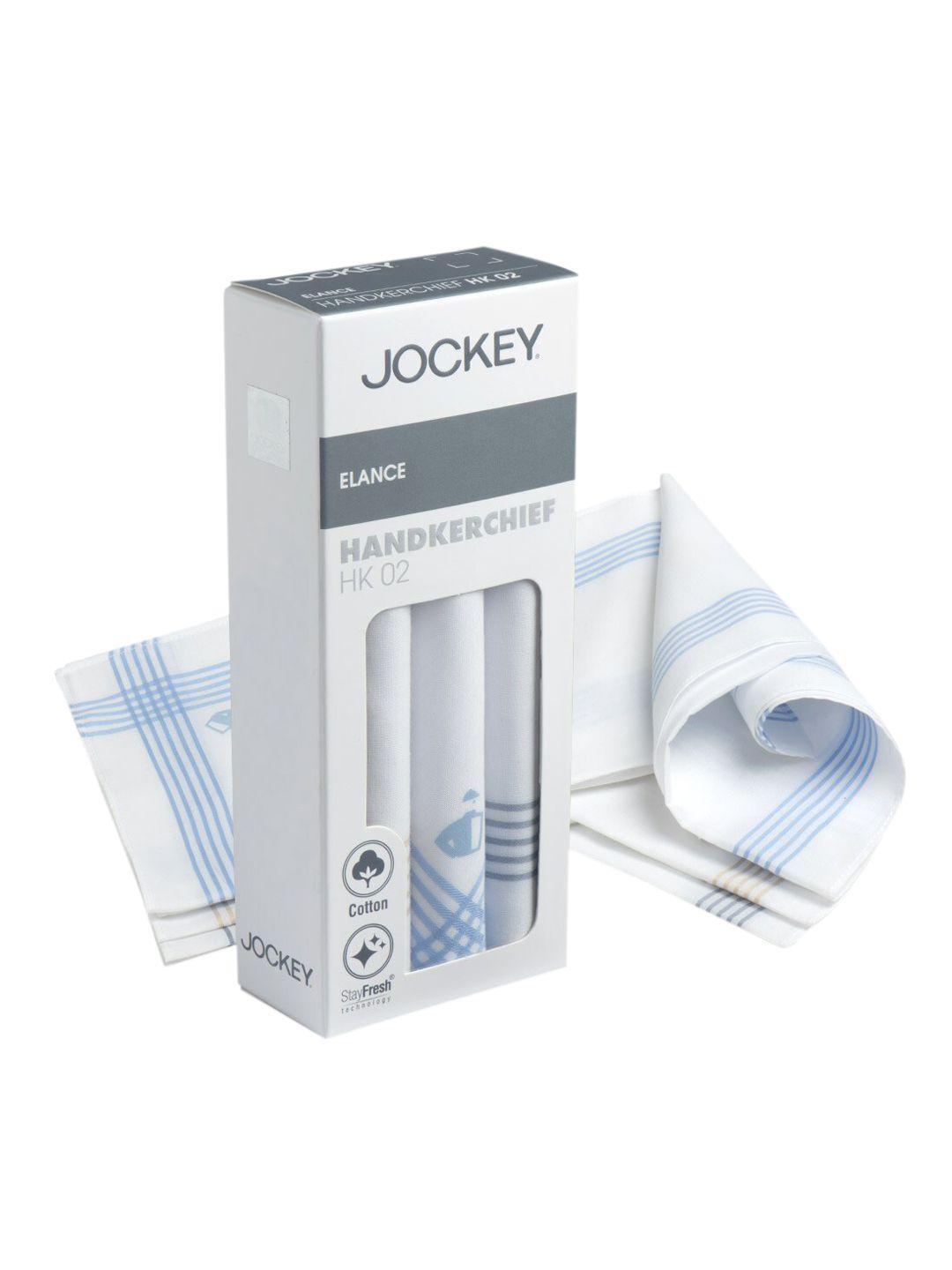 jockey men pack of 3 white printed handkerchief