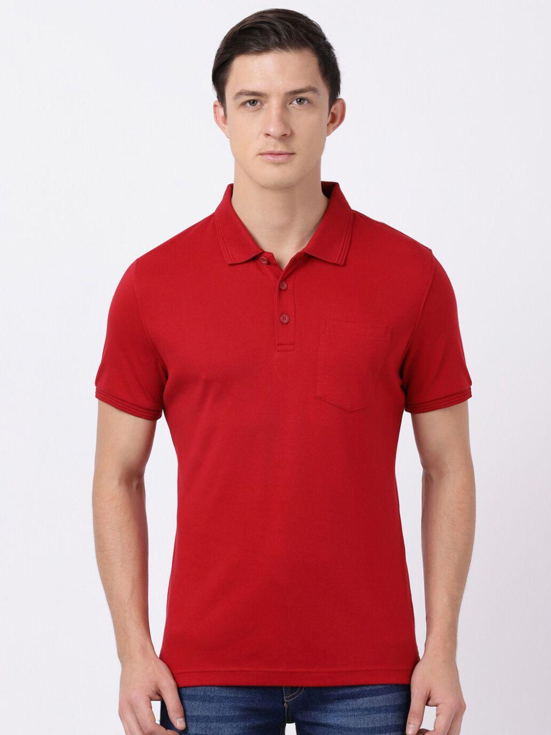 jockey men red polo collar pockets t-shirt