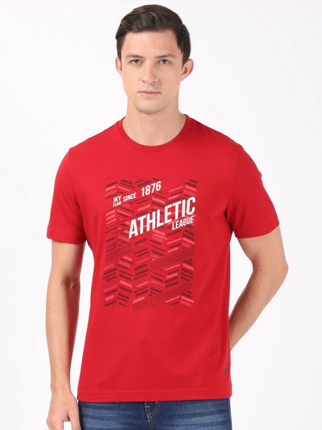 jockey men red typography printed t-shirt