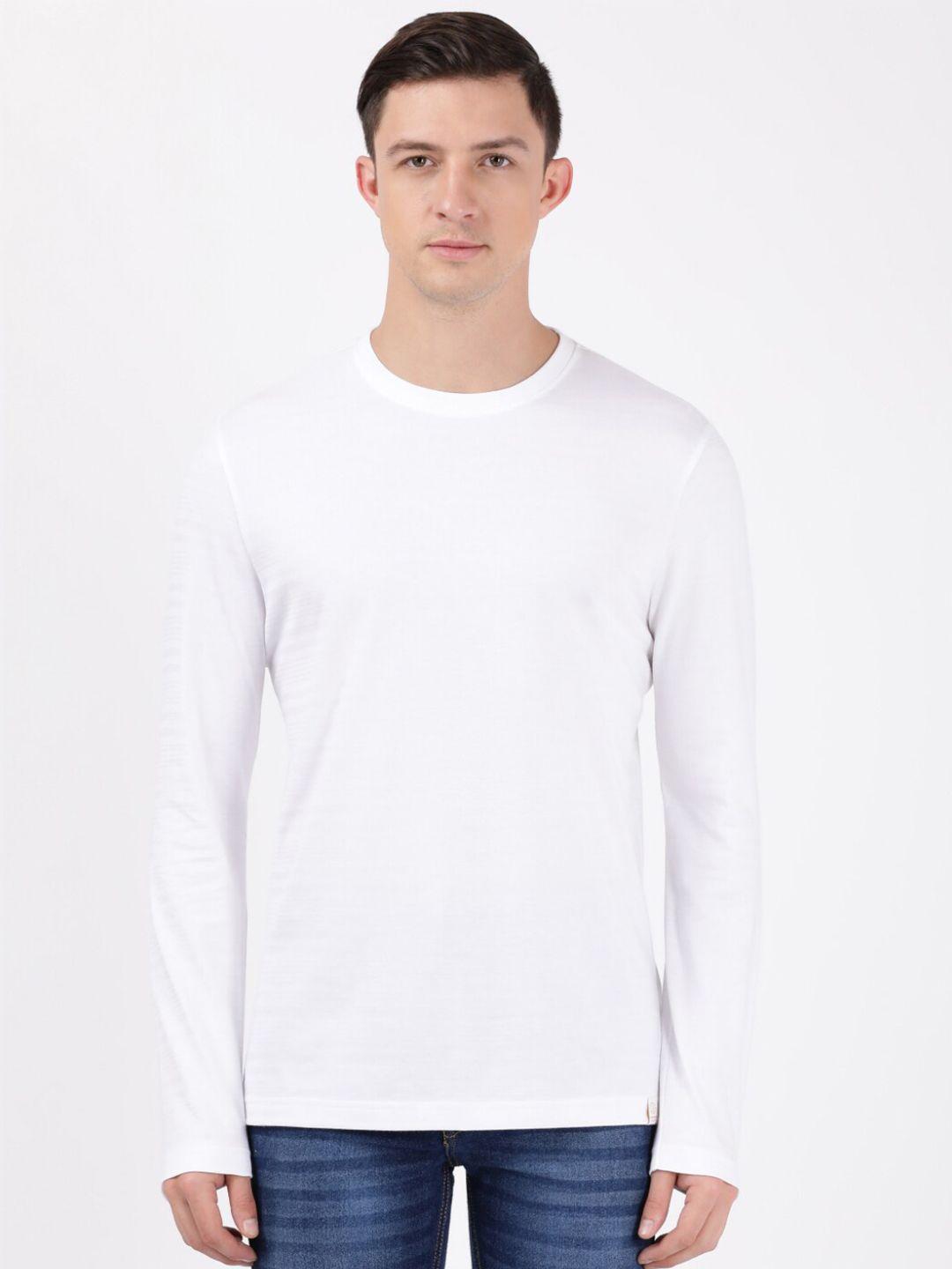 jockey men white solid cotton regular fit t-shirt