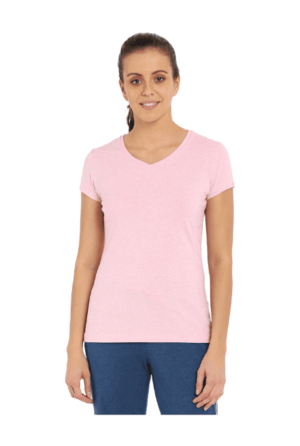 jockey pink regular fit cotton t-shirt - 1359