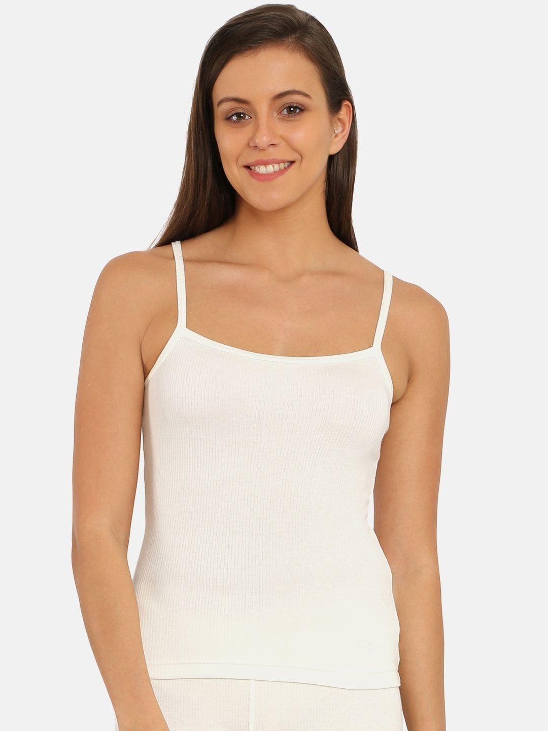 jockey women off-white solid thermal camisole